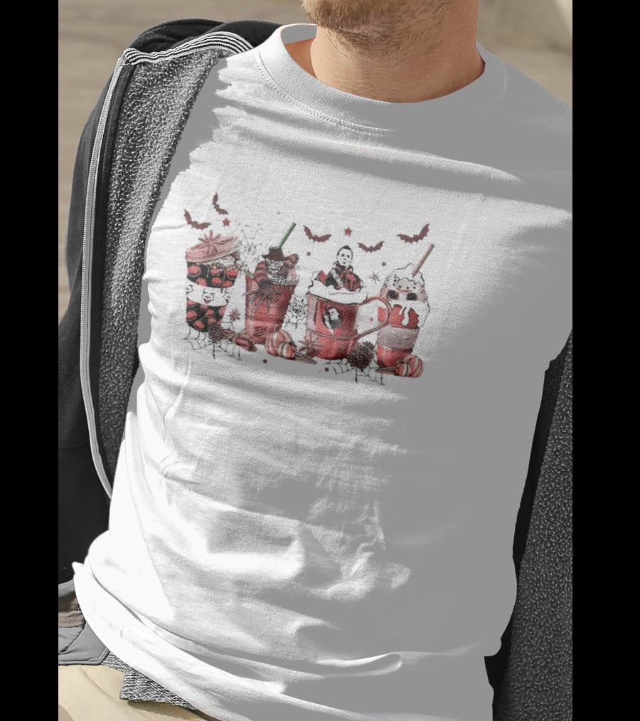 Horror Halloween Pumpkin Cat Bat Coffee Cups T-Shirt