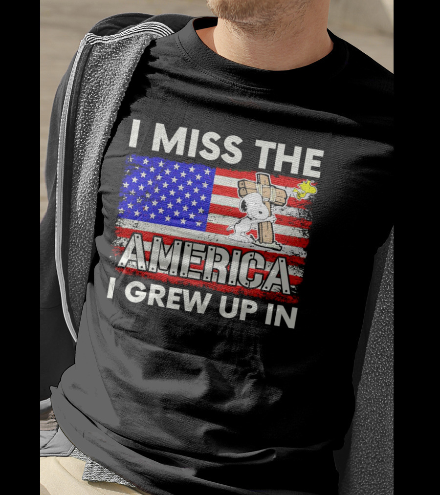 I Miss The America I Grew Up In Snoopy US Flag T-Shirt