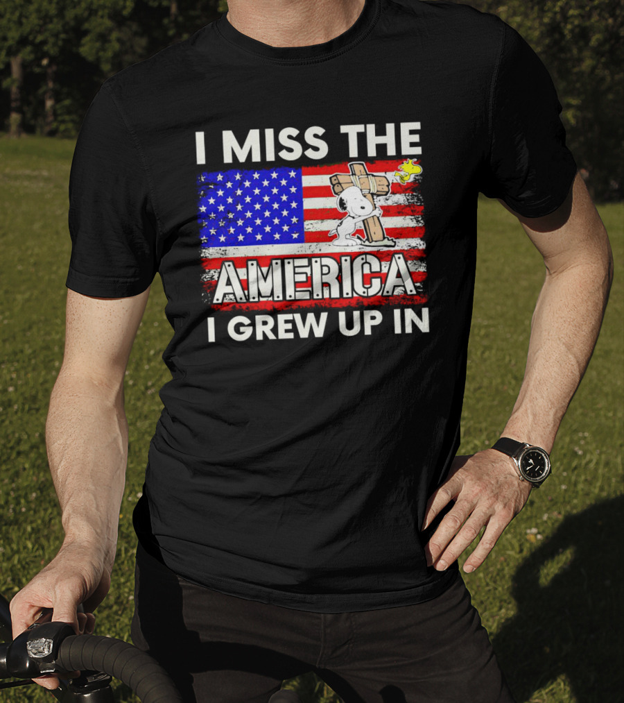 I Miss The America I Grew Up In Snoopy US Flag T-Shirt