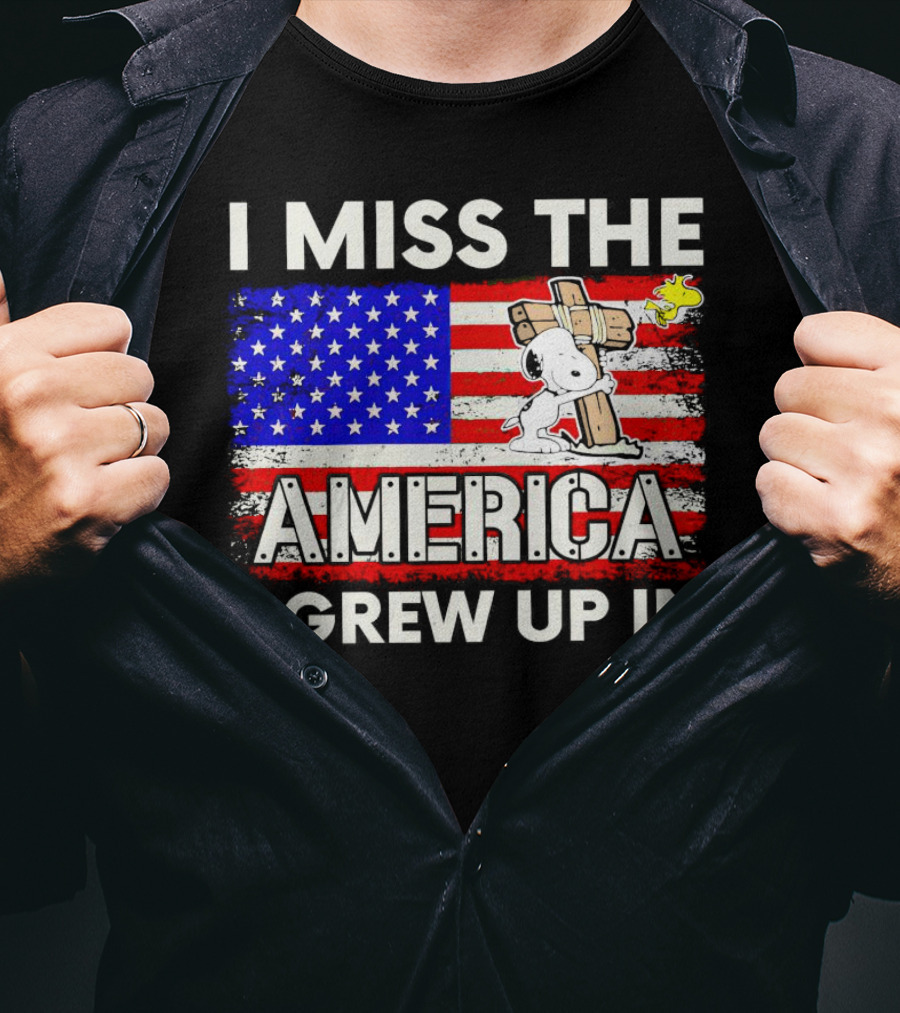 I Miss The America I Grew Up In Snoopy US Flag T-Shirt