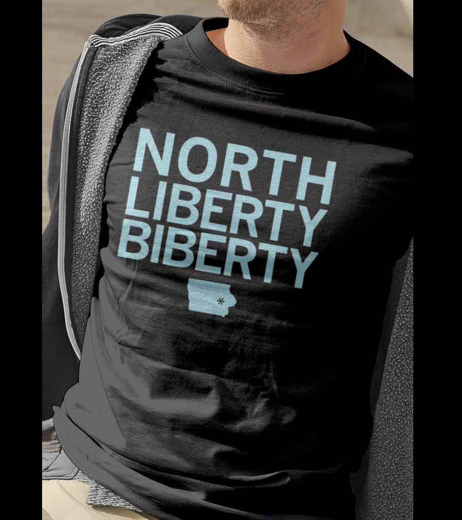 North Liberty Biberty Iowa Map T-Shirt