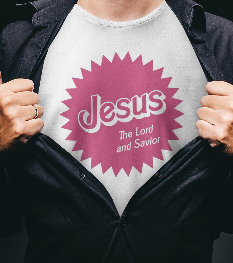 Jesus The Lord And Savior Barbie Style Pink Burst T-Shirt