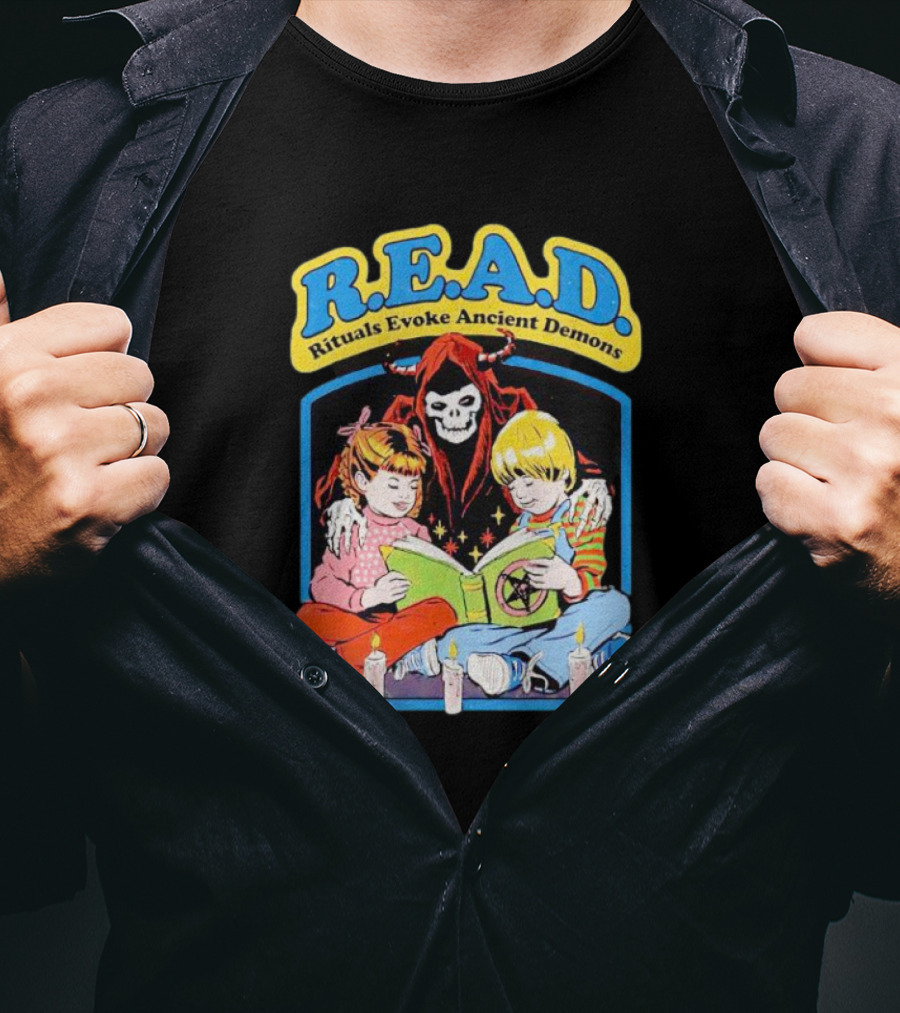 R.E.A.D. Rituals Evoke Ancient Demons Grim Reaper Storytime With Children And Candles T-Shirt