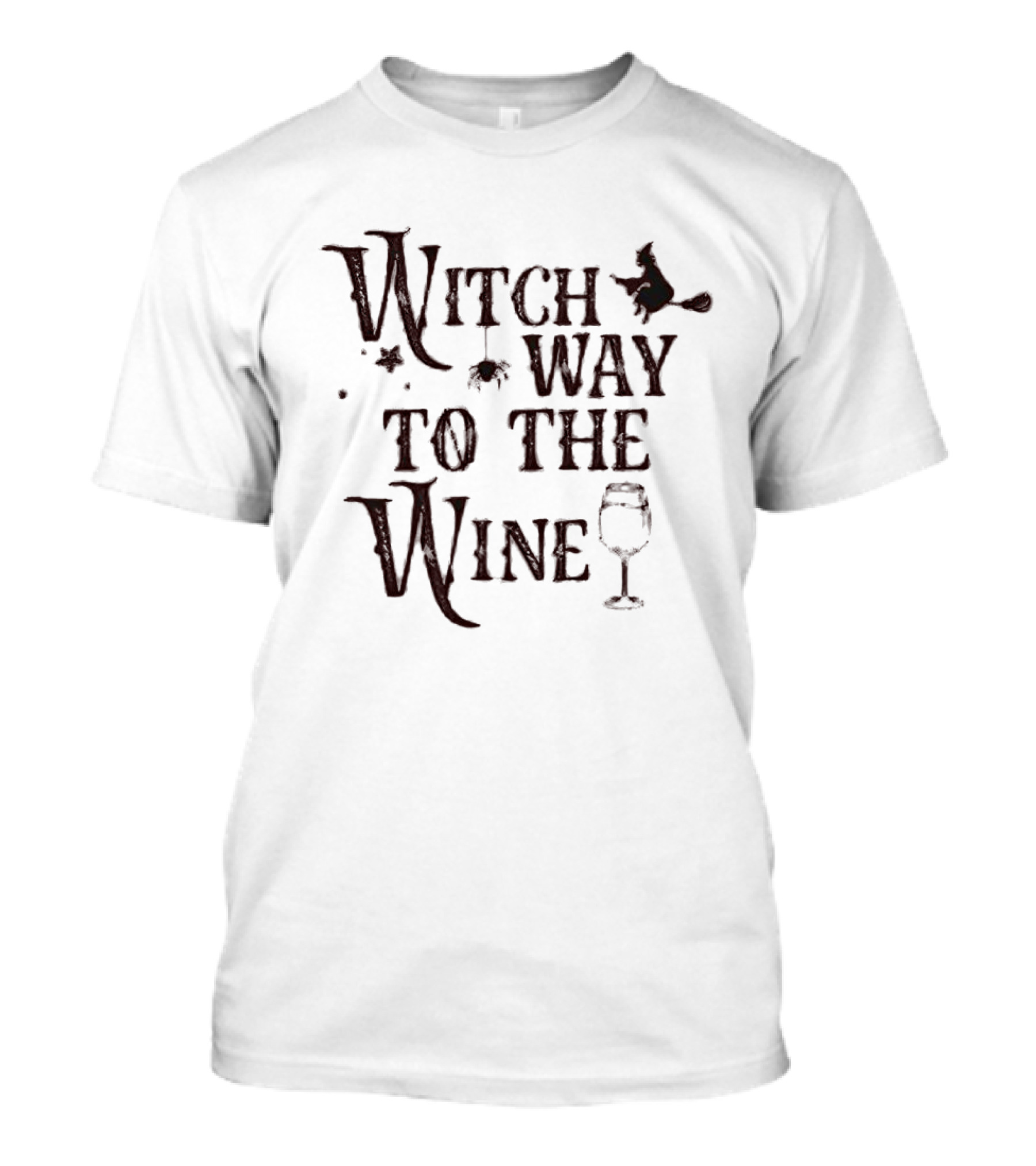 Witch Way To The Wine Halloween Broomstick And Glass T-Shirt