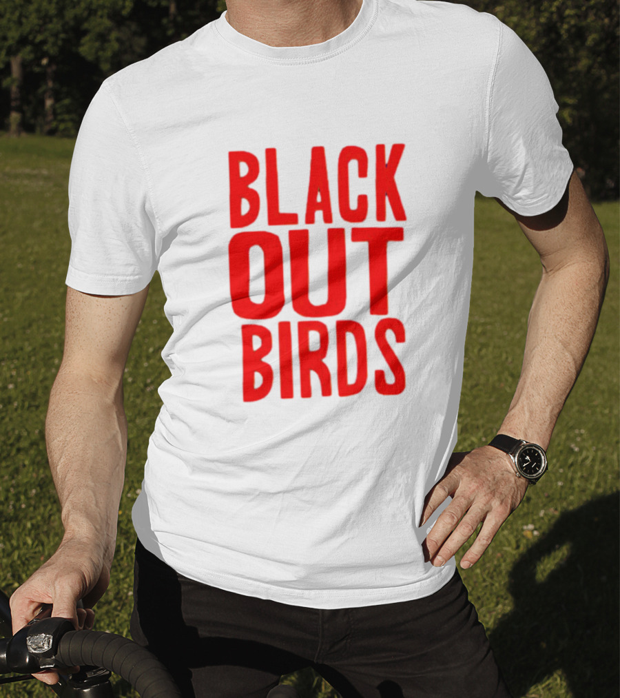 Louisville Black Out Birds Bold Red Text T-Shirt