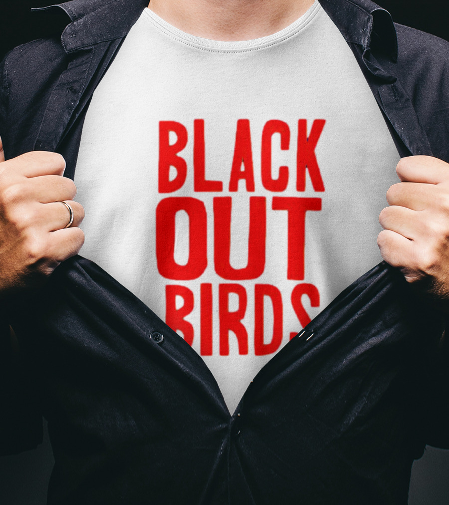 Louisville Black Out Birds Bold Red Text T-Shirt