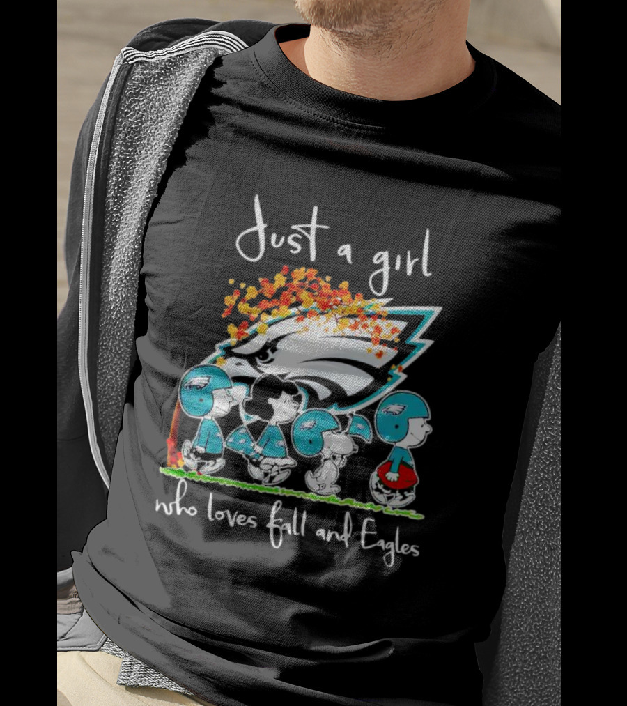 Peanuts Characters Just A Girl Who Loves Fall And Eagles T-Shirt
