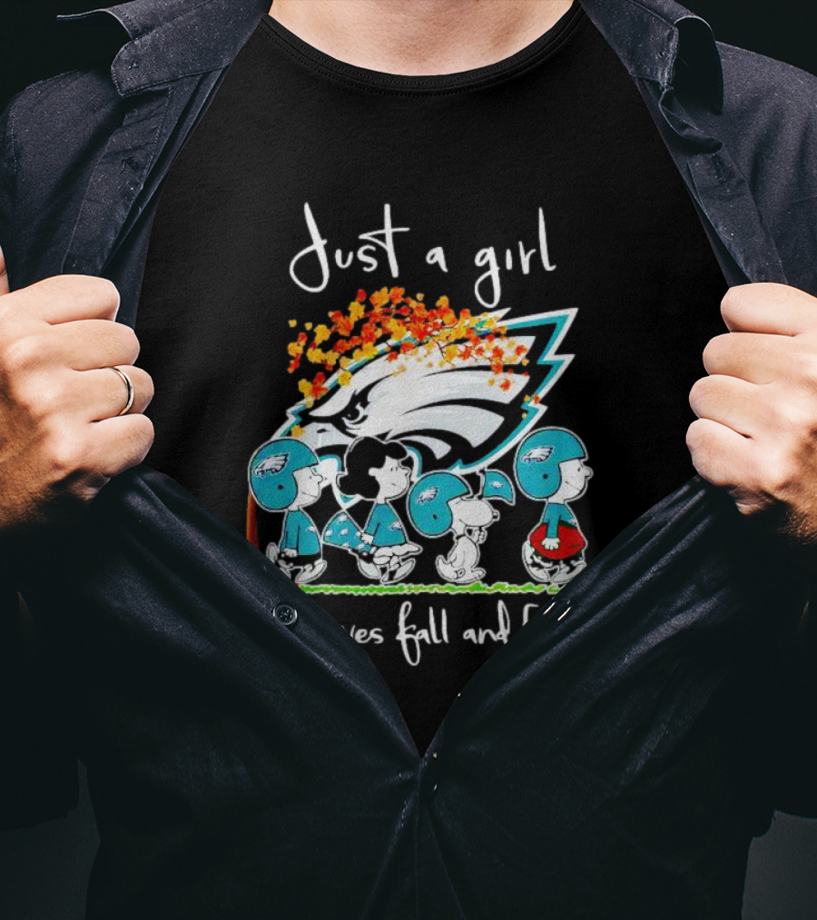 Peanuts Characters Just A Girl Who Loves Fall And Eagles T-Shirt