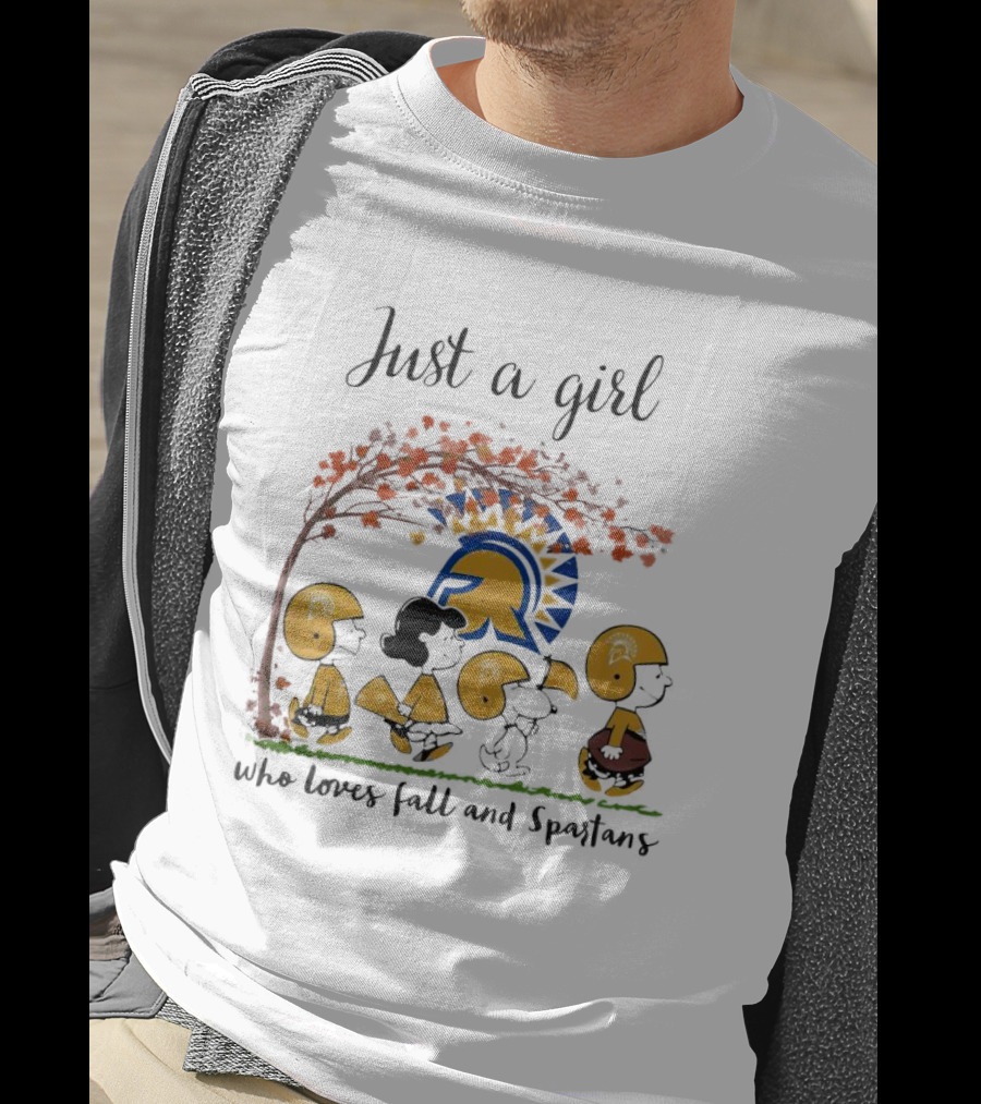 Just A Girl Who Loves Fall Peanuts Characters And Spartans T-Shirt