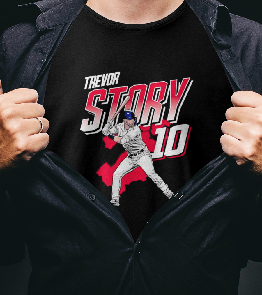 Trevor Story 10 Baseball Player City Map T-Shirt