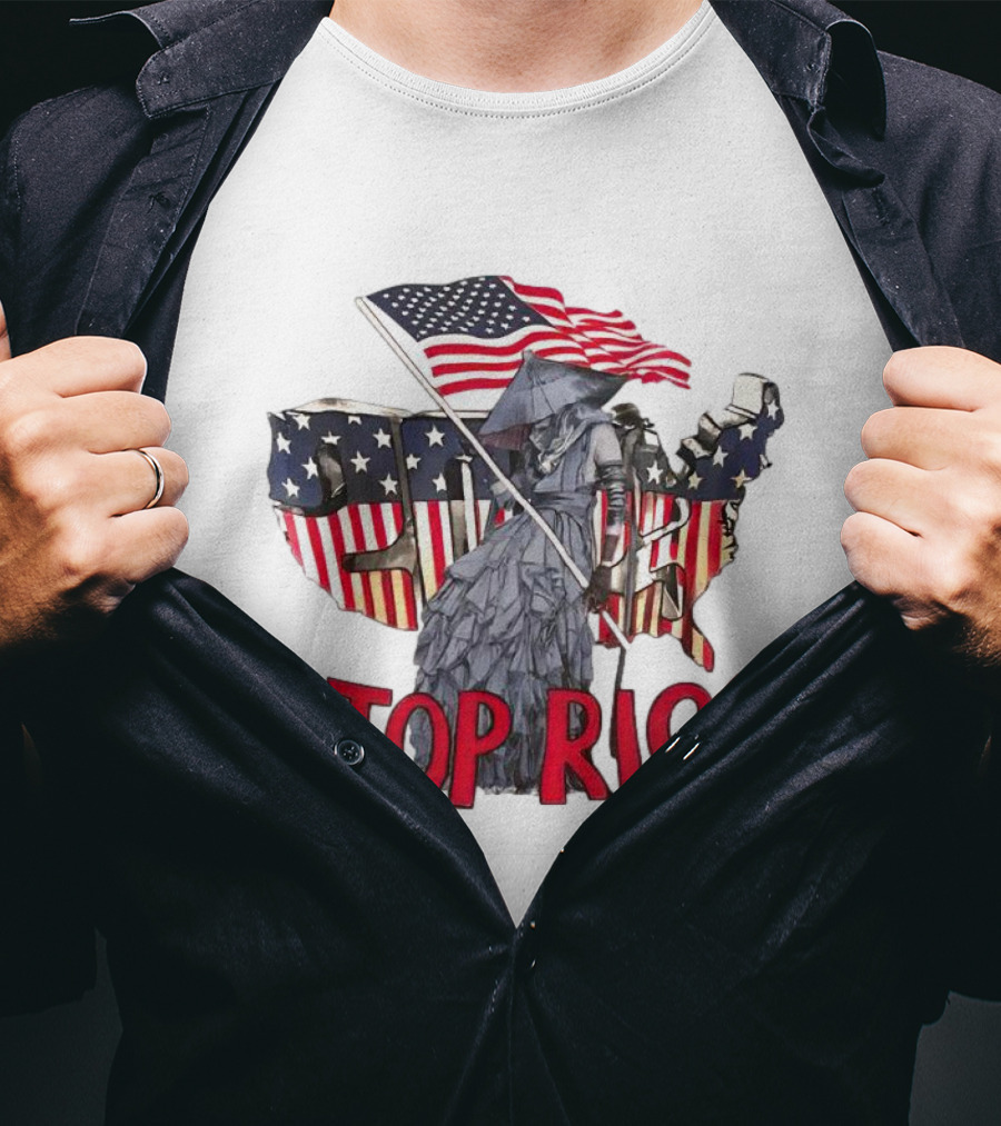 Deaver Stop Rico American Flag Map Iconic T-Shirt