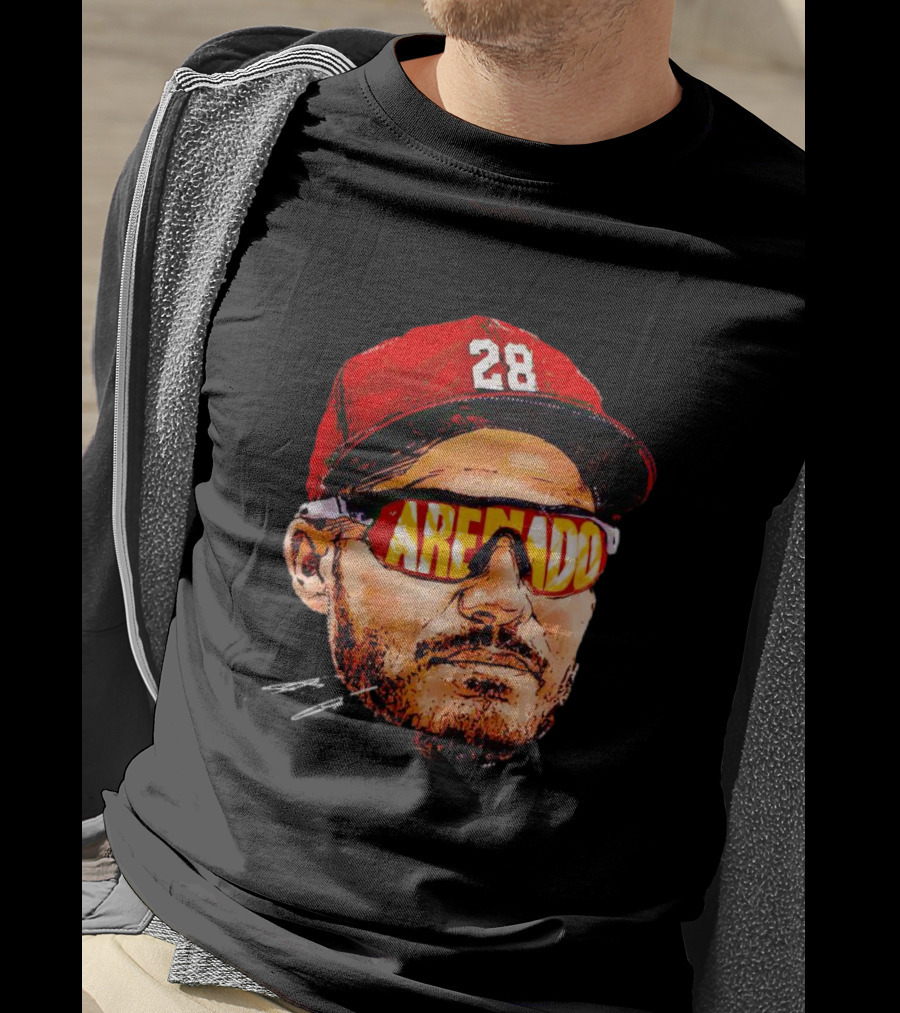 Nolan Arenado St. Louis Cardinals Number 28 Sunglasses Signature T-Shirt