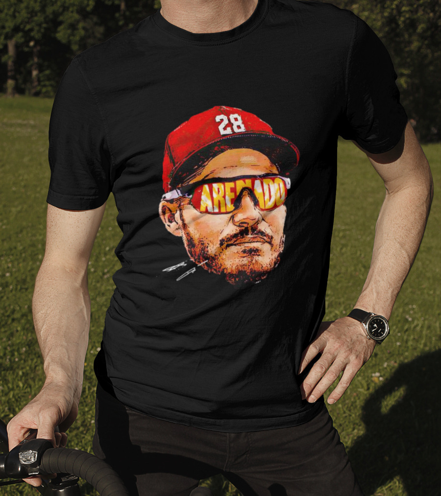 Nolan Arenado St. Louis Cardinals Number 28 Sunglasses Signature T-Shirt