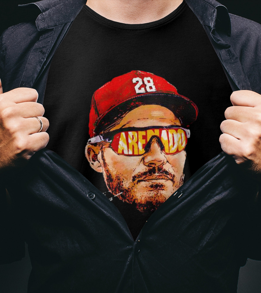 Nolan Arenado St. Louis Cardinals Number 28 Sunglasses Signature T-Shirt