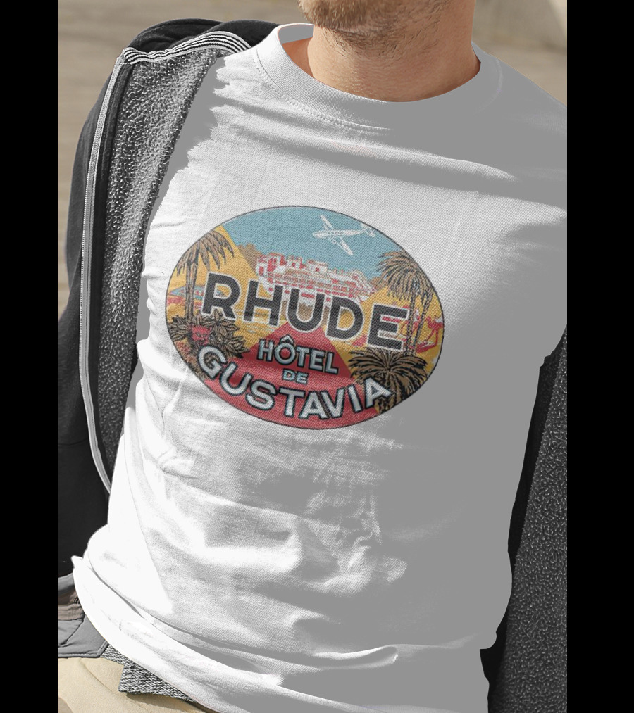 RHUDE Hôtel De Gustavia Tropical Vintage Airplane Oasis T-Shirt