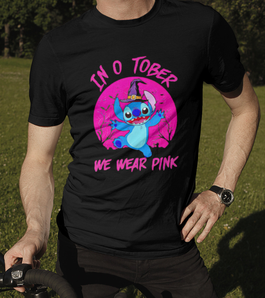 Stitch In October We Wear Pink Halloween Magic T-Shirt