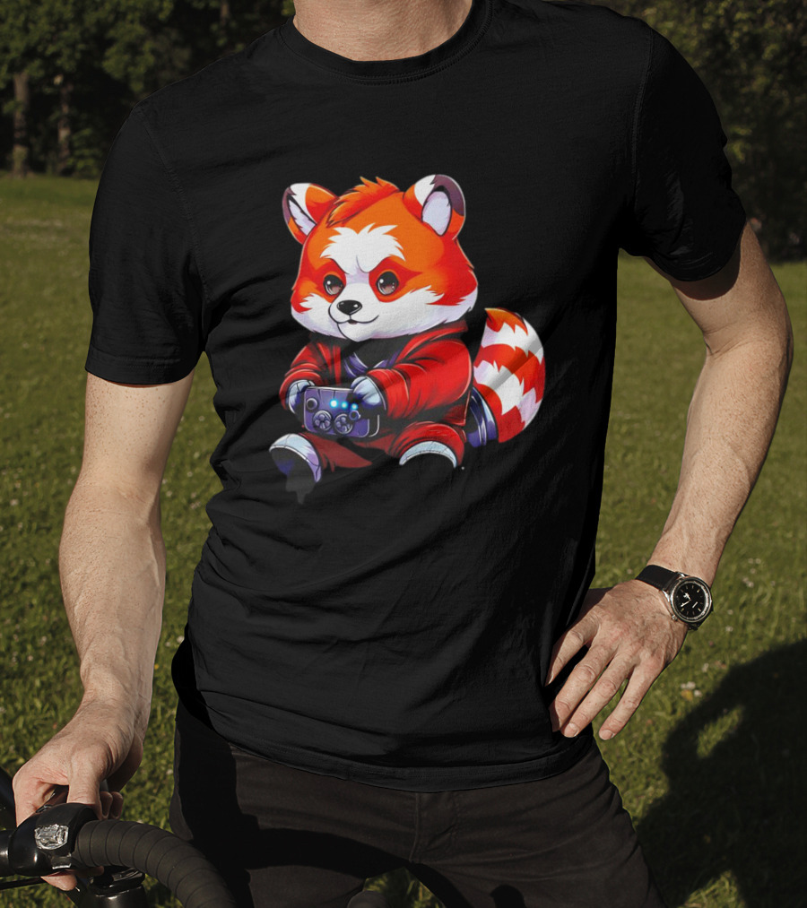 Gaming Red Panda Playing Video Games T-Shirt