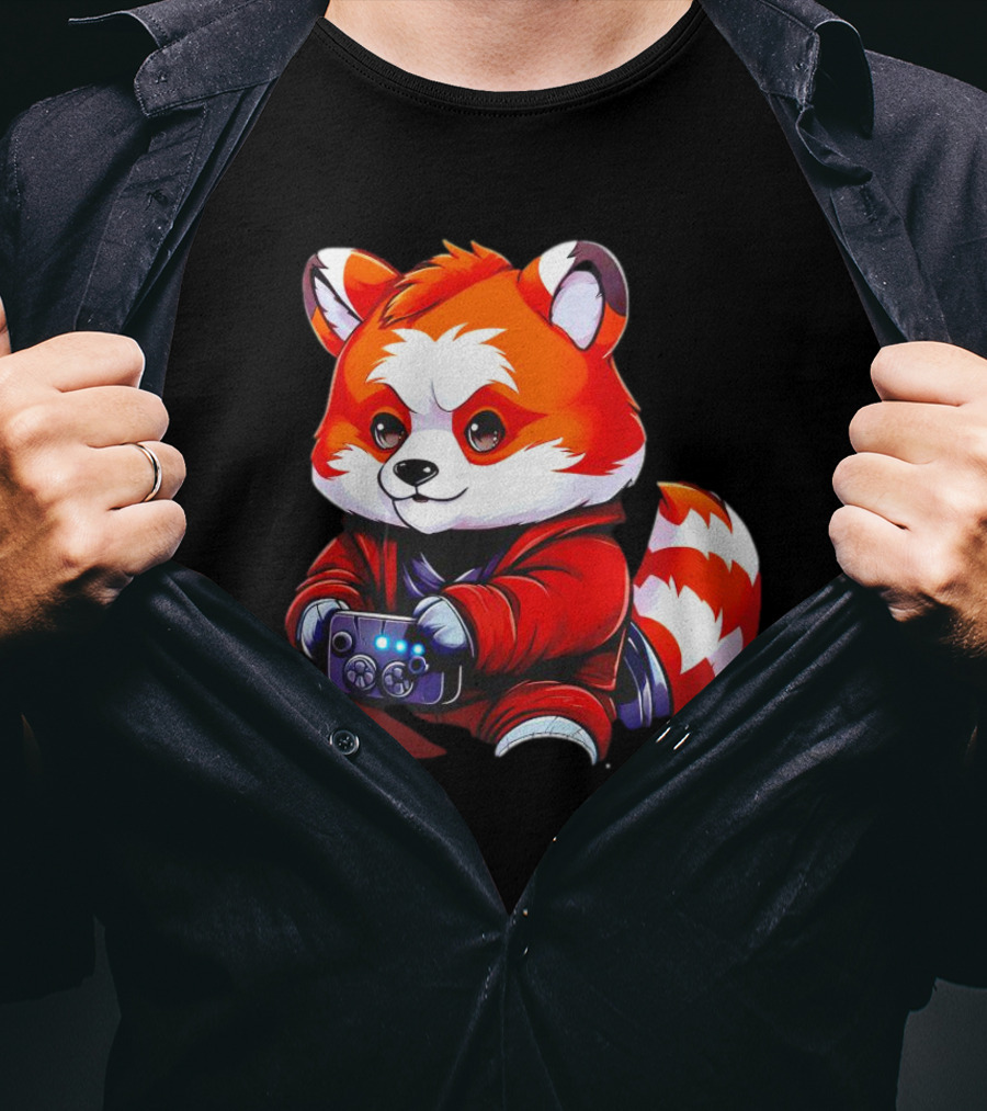 Gaming Red Panda Playing Video Games T-Shirt
