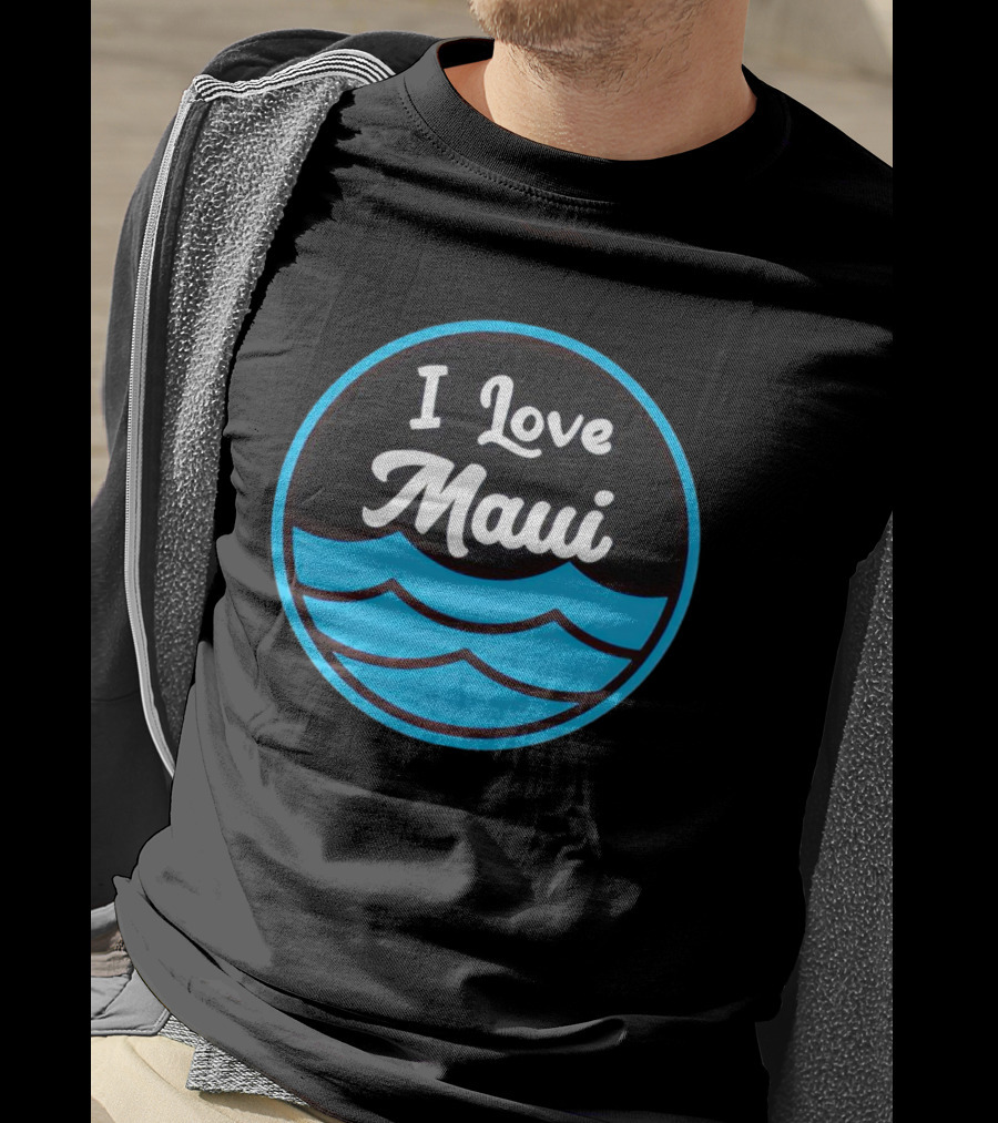 I Love Maui Waves Circular T-Shirt