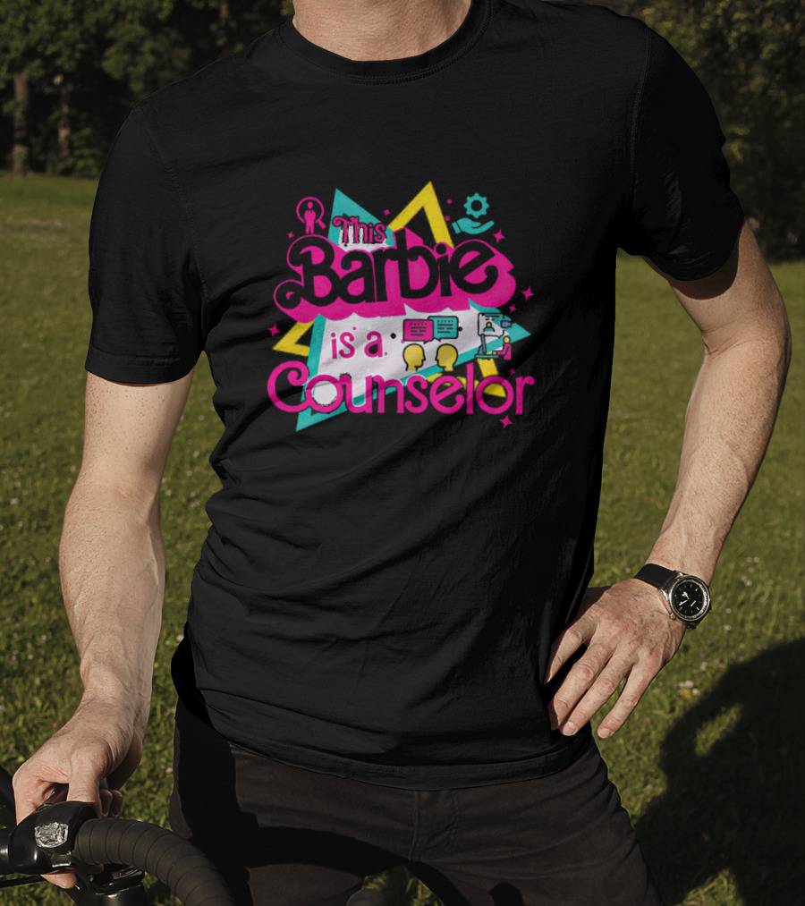 This Barbie Is A Counselor With Communication And Support Icons T-Shirt