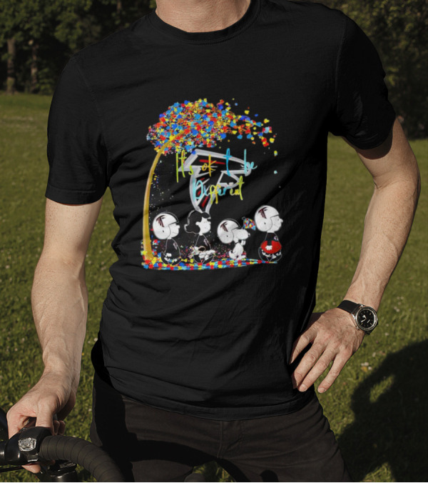 Atlanta Falcons Peanuts Characters Autism Fall It's Ok To Be Different T-Shirt