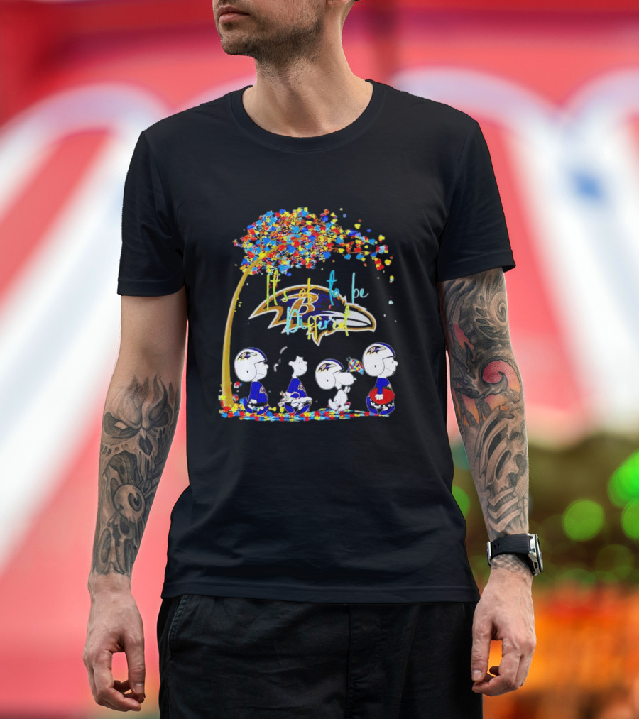 Baltimore Ravens Peanuts It’s Ok to Be Different Autism Fall T-Shirt