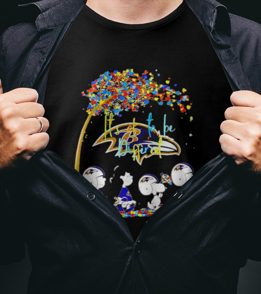 Baltimore Ravens Peanuts It’s Ok To Be Different Autism Fall T-Shirt