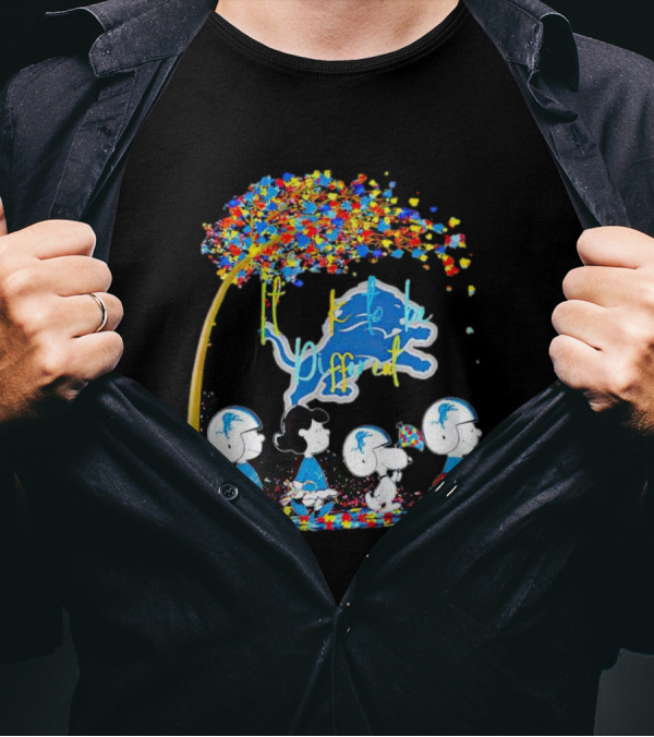 Detroit Lions Peanuts Characters Autism It's Ok To Be Different Fall T-Shirt