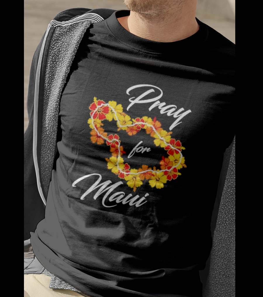 Pray For Maui Floral Hawaiian Lei T-Shirt