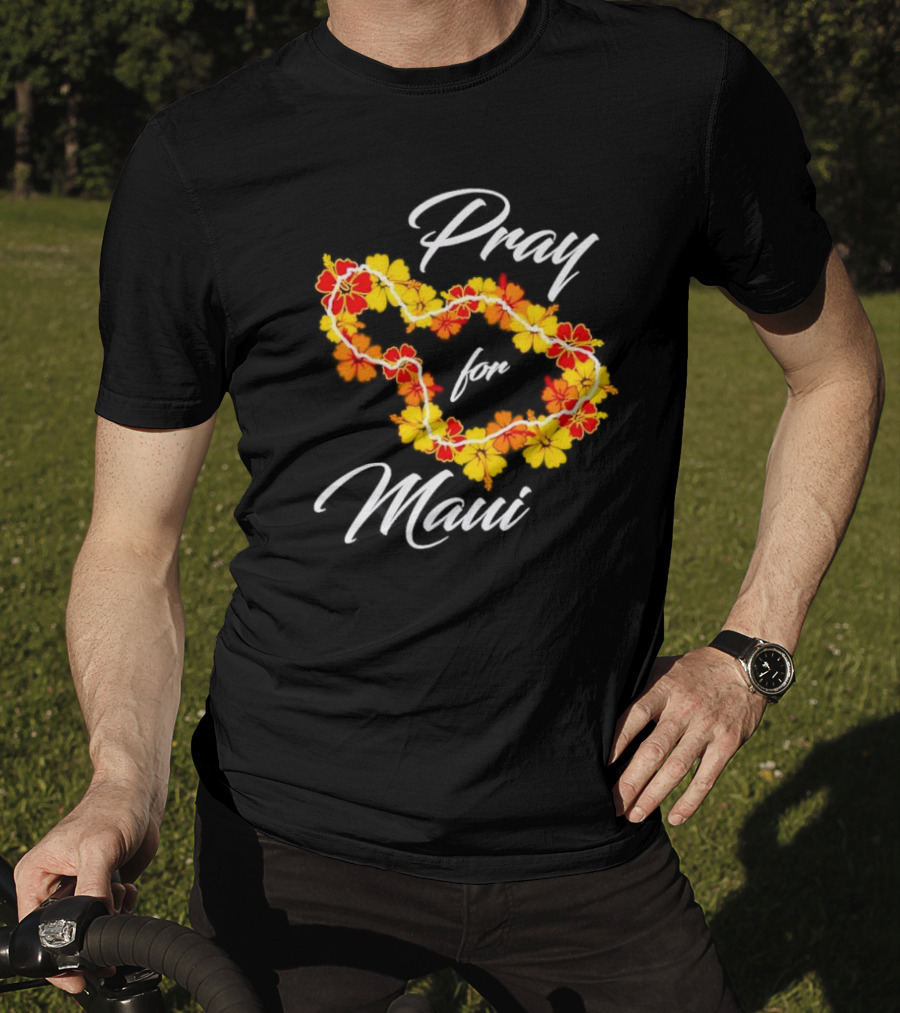 Pray For Maui Floral Hawaiian Lei T-Shirt