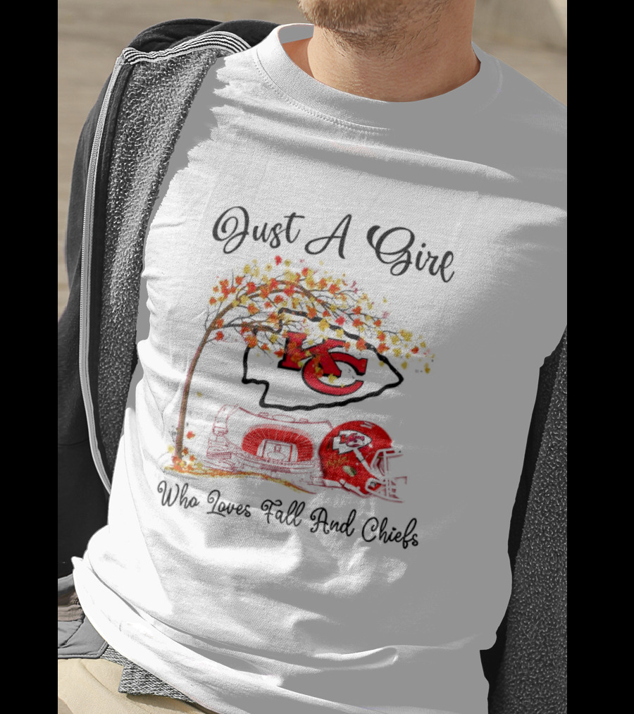 Just A Girl Who Loves Fall And Kansas City Chiefs Football T-Shirt