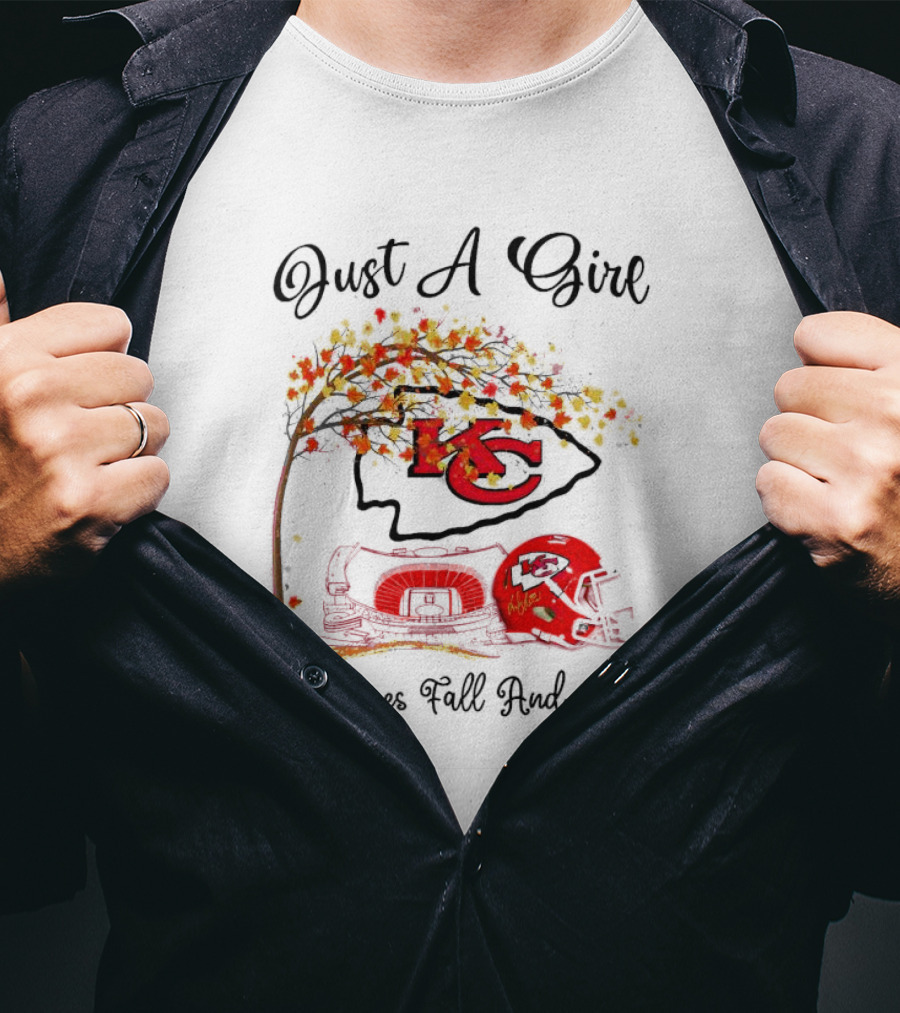 Just A Girl Who Loves Fall And Kansas City Chiefs Football T-Shirt