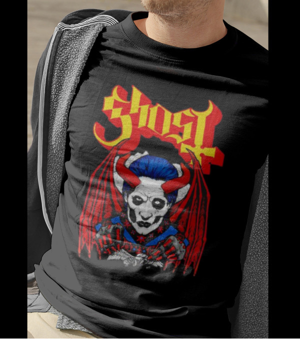 Ghost Demonic Red Horned Figure X Post Mortem Horror Wings T-Shirt