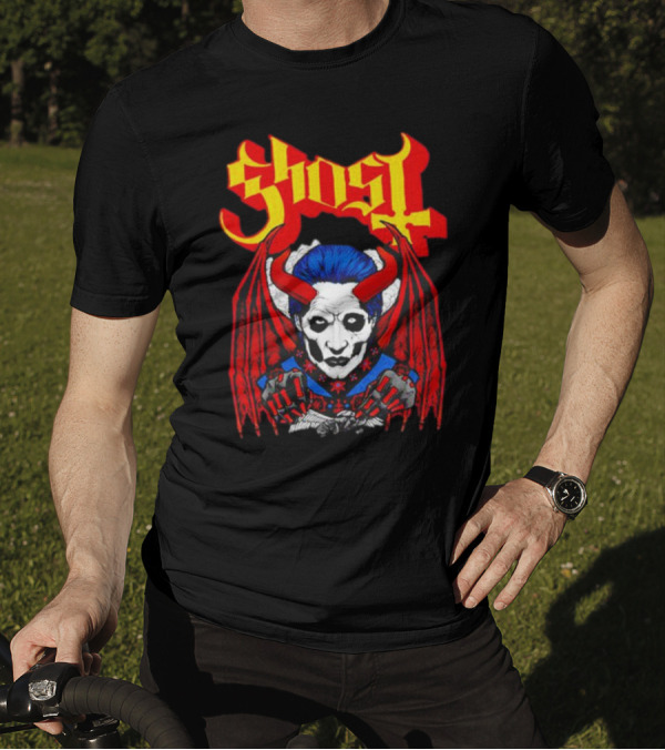 Ghost Demonic Red Horned Figure X Post Mortem Horror Wings T-Shirt