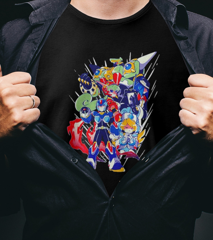Mega Man New Armor X Characters And Robot Ensemble T-Shirt