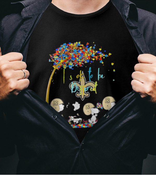 New Orleans Saints Peanuts Characters Autism Awareness It's Ok To Be Different T-Shirt