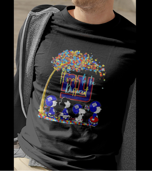 New York Giants Peanuts Characters Autism It's Ok To Be Different Fall T-Shirt
