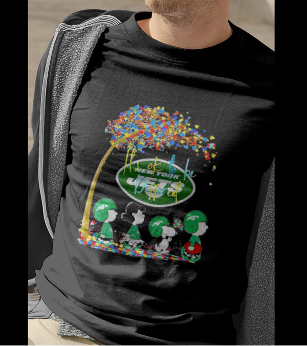 New York Jets Peanuts Characters Autism It's Ok To Be Different Fall T-Shirt