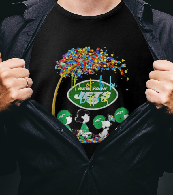 New York Jets Peanuts Characters Autism It's Ok To Be Different Fall T-Shirt