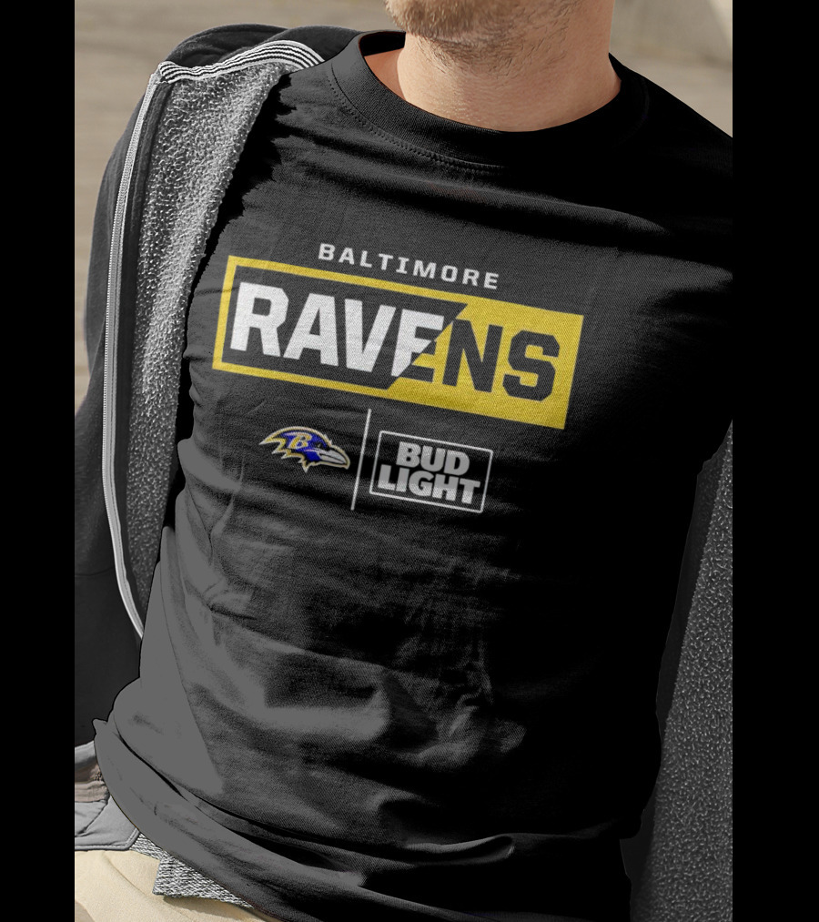 Baltimore Ravens Bud Light Logo With Ravens T-Shirt