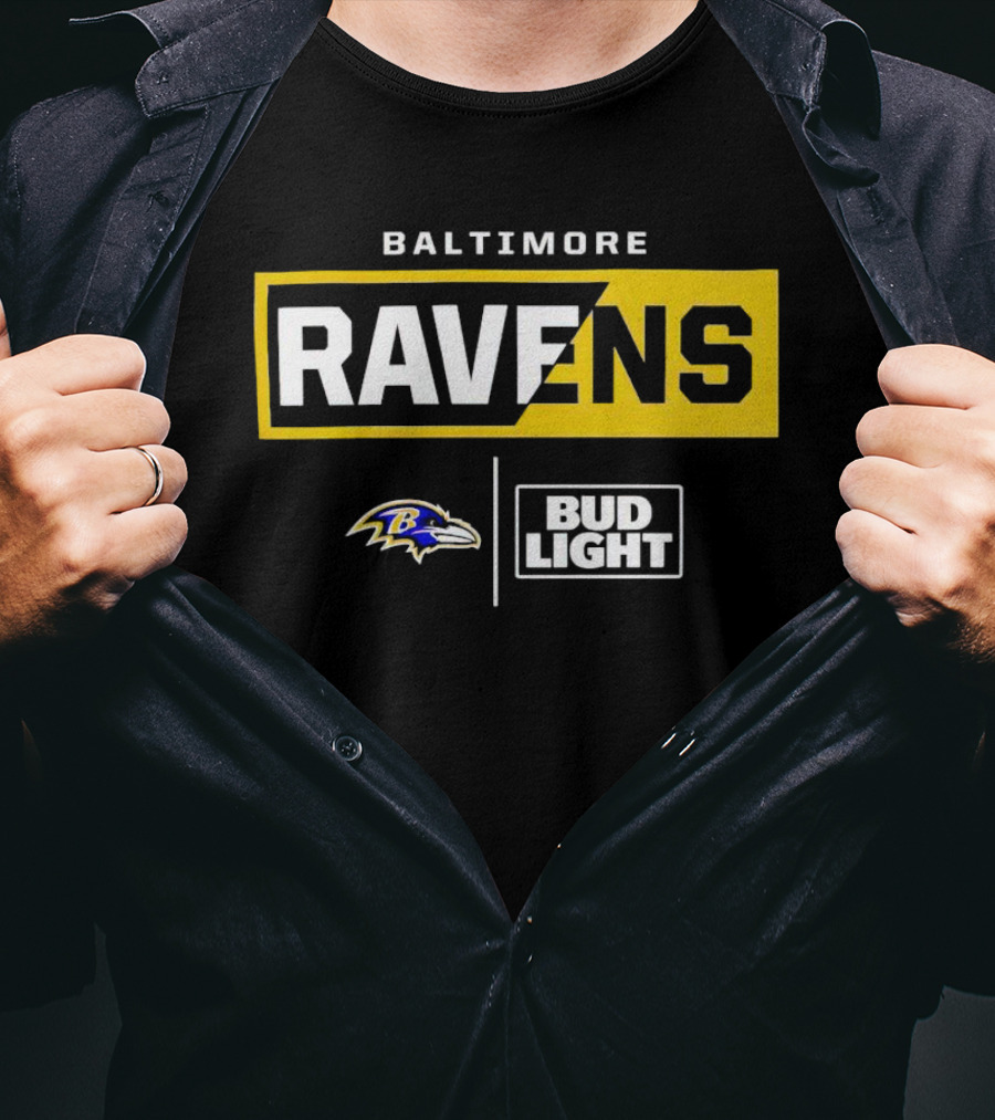 Baltimore Ravens Bud Light Logo With Ravens T-Shirt