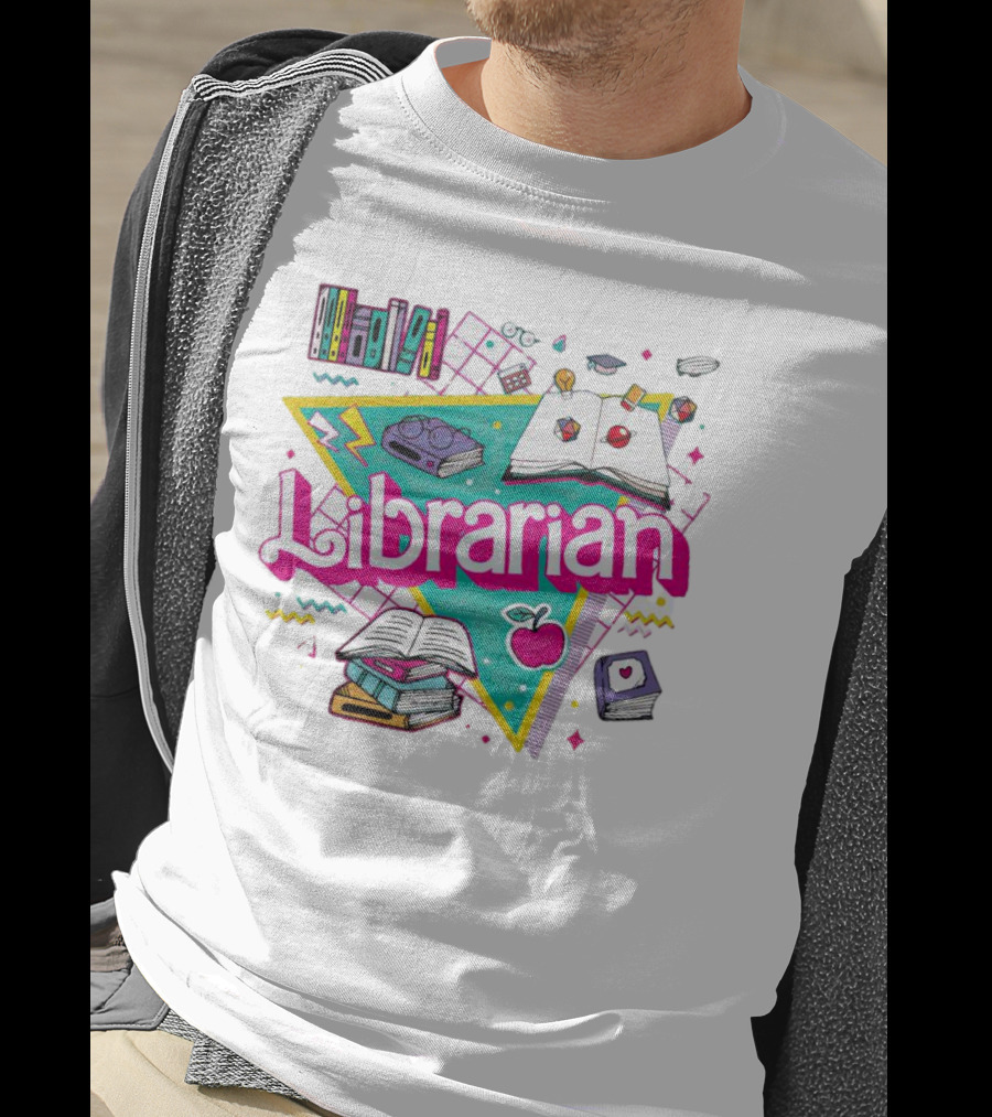 Librarian Books Apple Glasses Open Book T-Shirt
