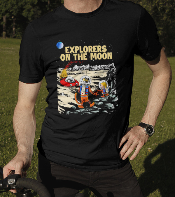 Explorers On The Moon Calvin And Hobbes Lunar Adventure T-Shirt