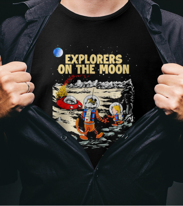 Explorers On The Moon Calvin And Hobbes Lunar Adventure T-Shirt