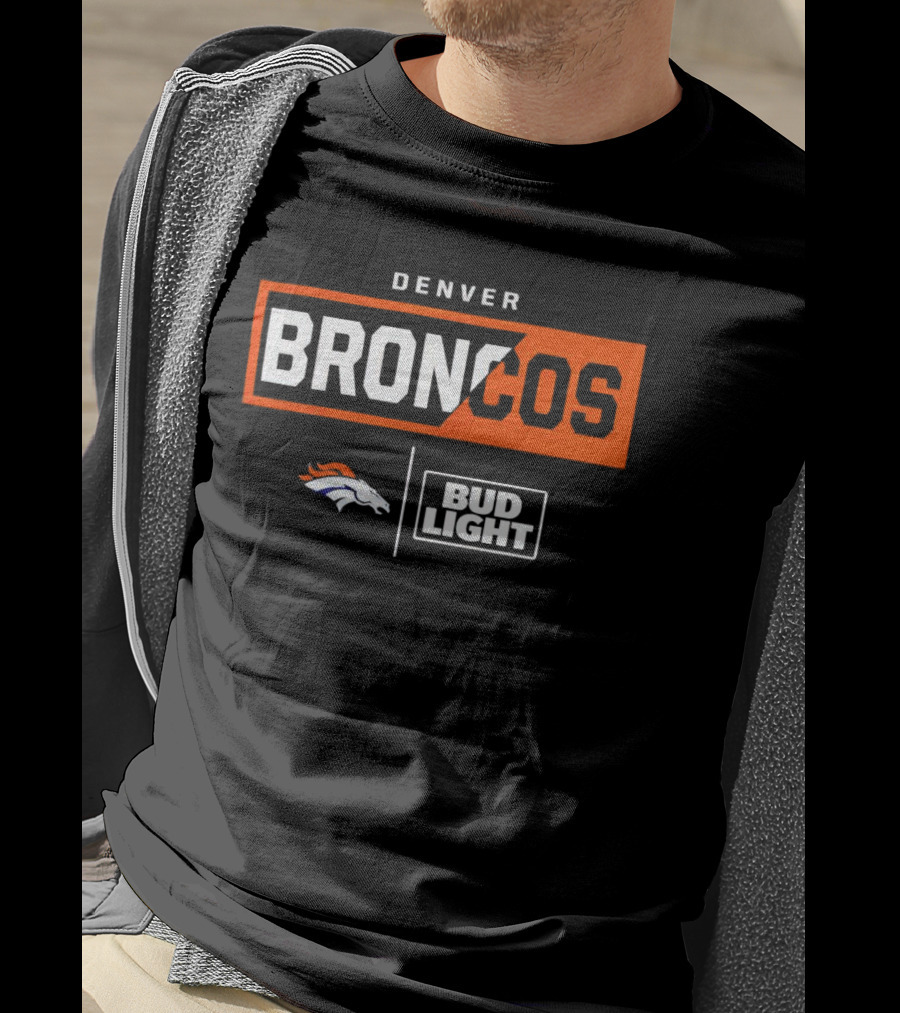 Denver Broncos Bud Light NFL Logo Collaboration T-Shirt