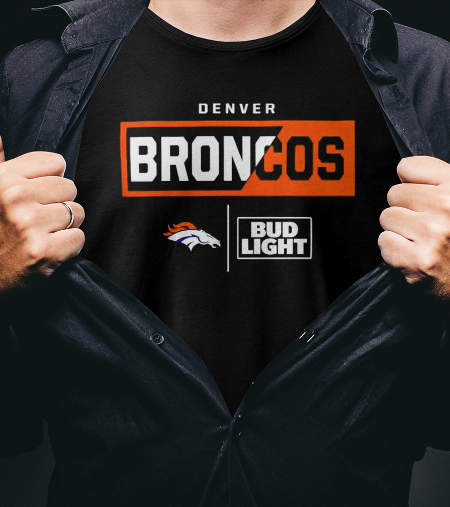 Denver Broncos Bud Light NFL Logo Collaboration T-Shirt