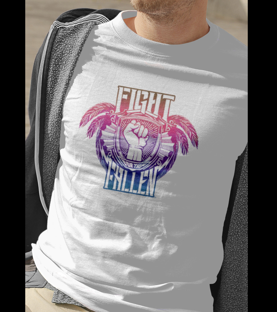 Fight For The Fallen AEW Fist Emblem With Feathers T-Shirt