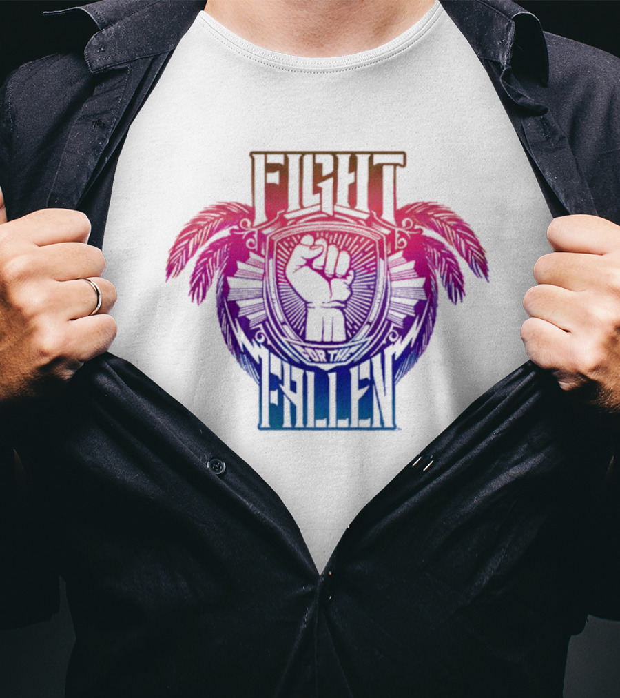 Fight For The Fallen AEW Fist Emblem With Feathers T-Shirt