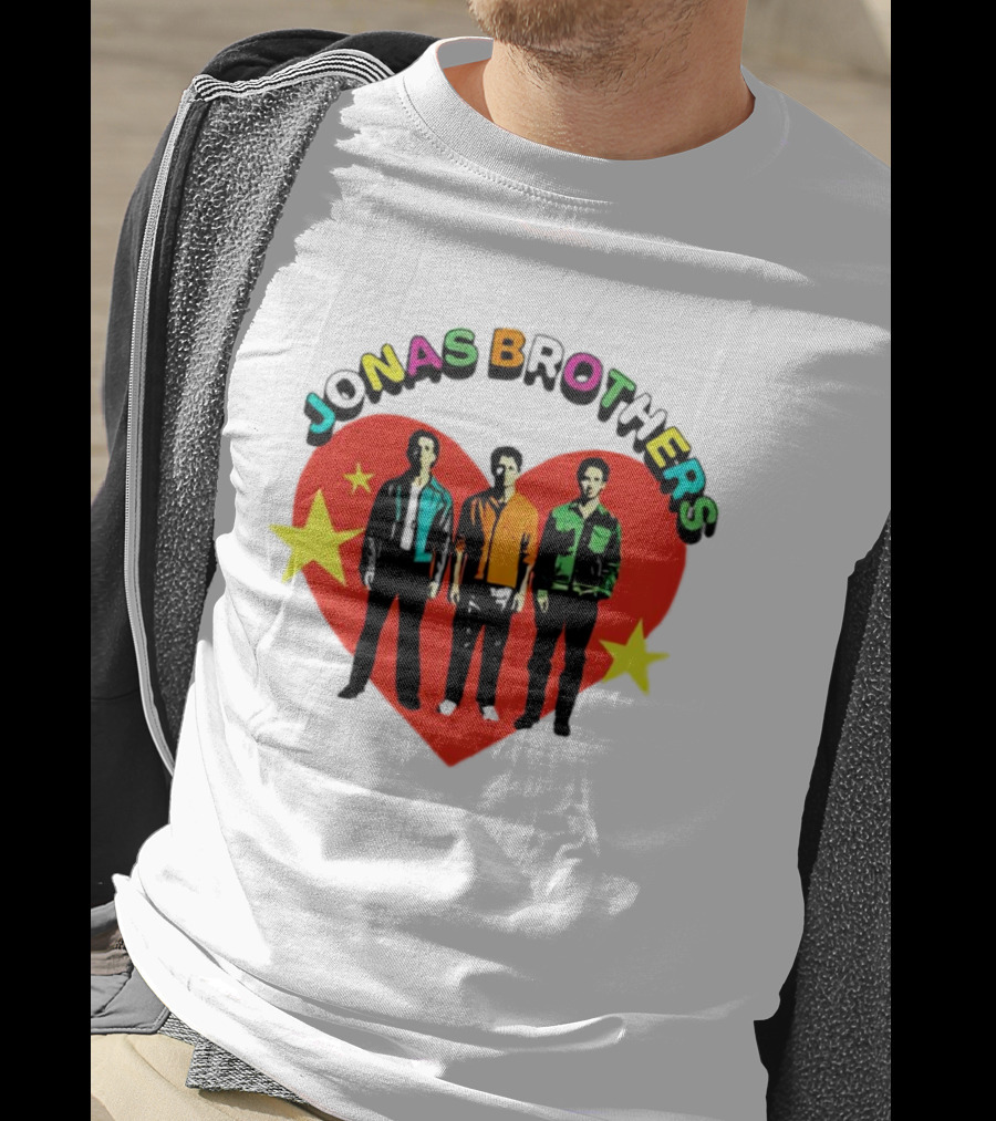 Jonas Brothers Heart Colorful Text With Stars And Figures T-Shirt
