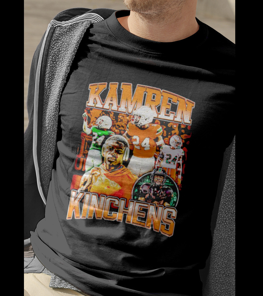 Kamren Kinchens Miami Hurricanes Vintage 24 Football Image T-Shirt